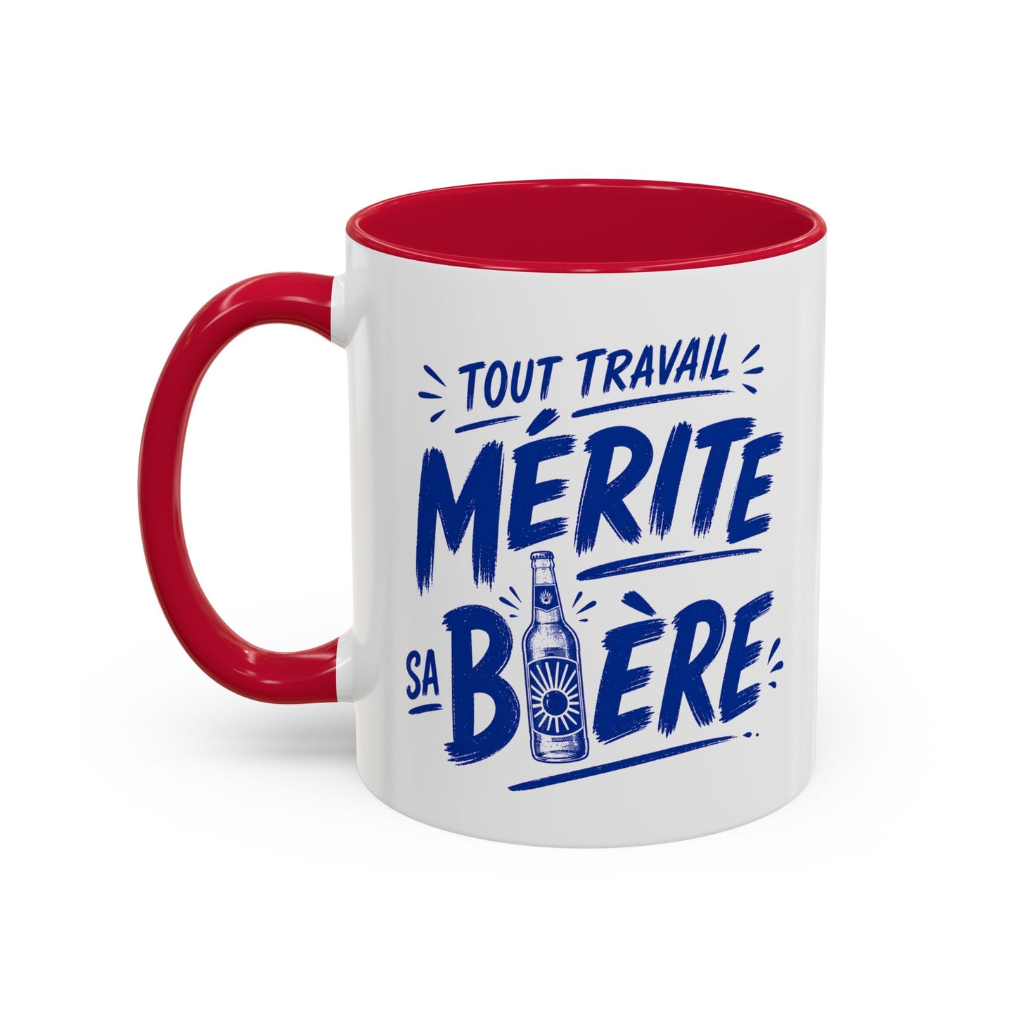 Mug Humour Homme Bière – Tasse “Tout Travail Mérite sa Bière” – Cadeau Original Collègue Travail Bière 325ml