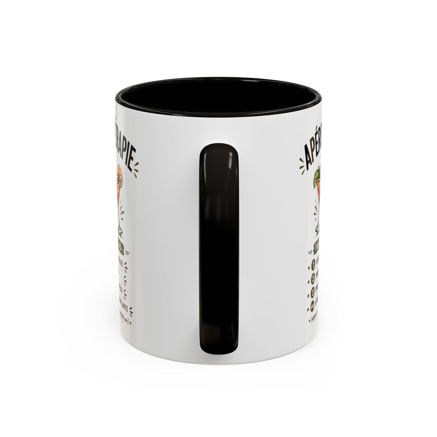 Mug Apérothérapie Drôle – Tasse Cocktail et Apéro Humoristique – Cadeau Original Amateur de Cocktails – Céramique 325ml Noir Bleu Rouge