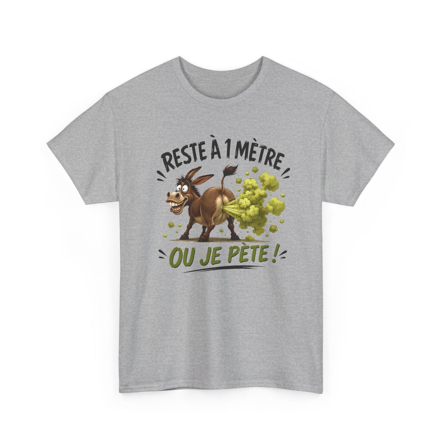 Tee-Shirt Humour Adulte Reste à 1 Mètre ou Je Pète – Âne Cartoon Drôle – Cadeau Homme Femme