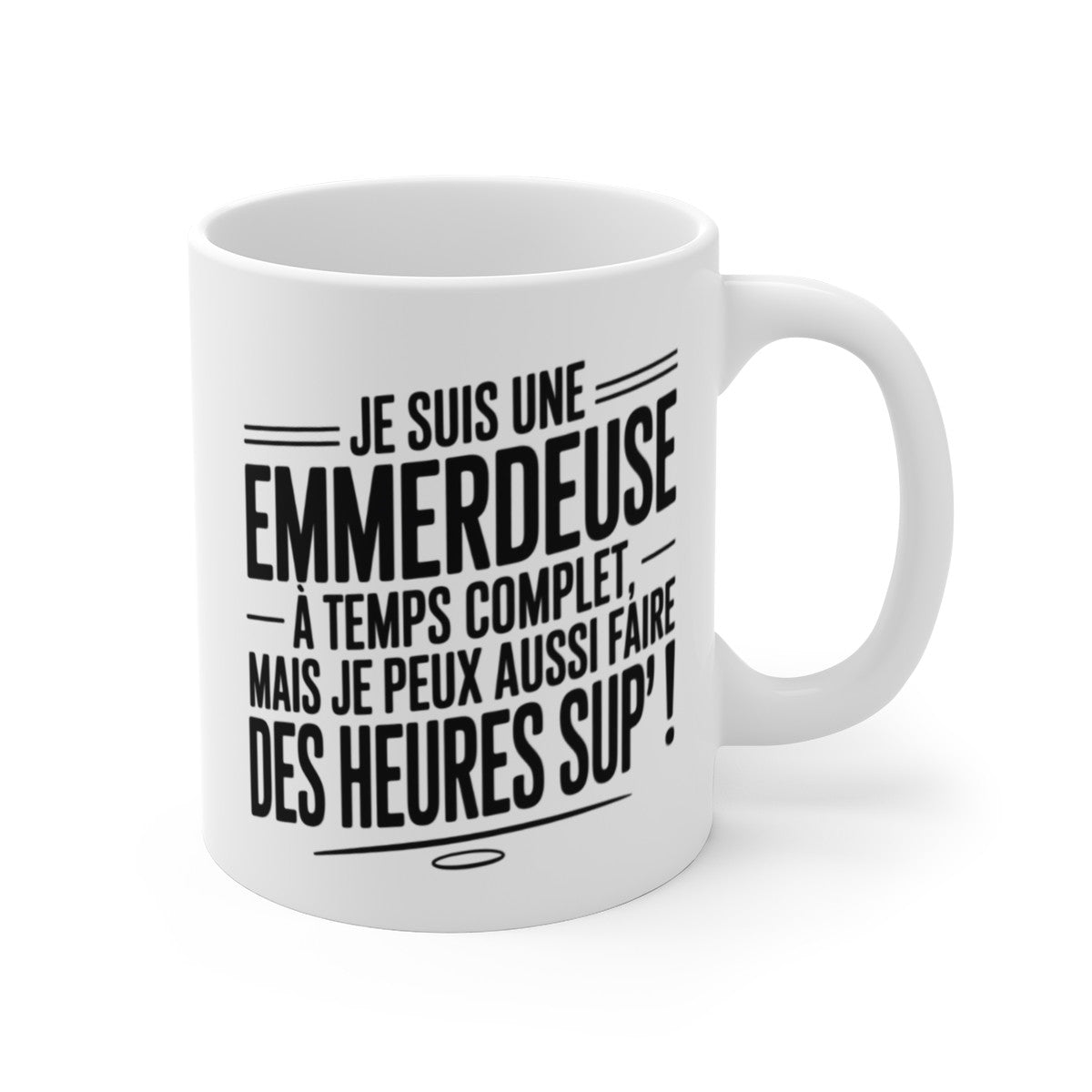 Mug “Emmerdeuse à Temps Complet” – Humour Fille au Caractère Bien Trempé – Cadeau Femme