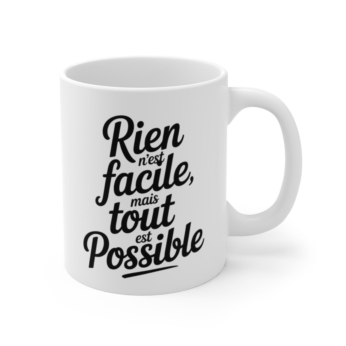 Mug Citation Motivation – “Rien n’est facile, mais tout est possible” – Tasse Inspirante en Céramique 325ml