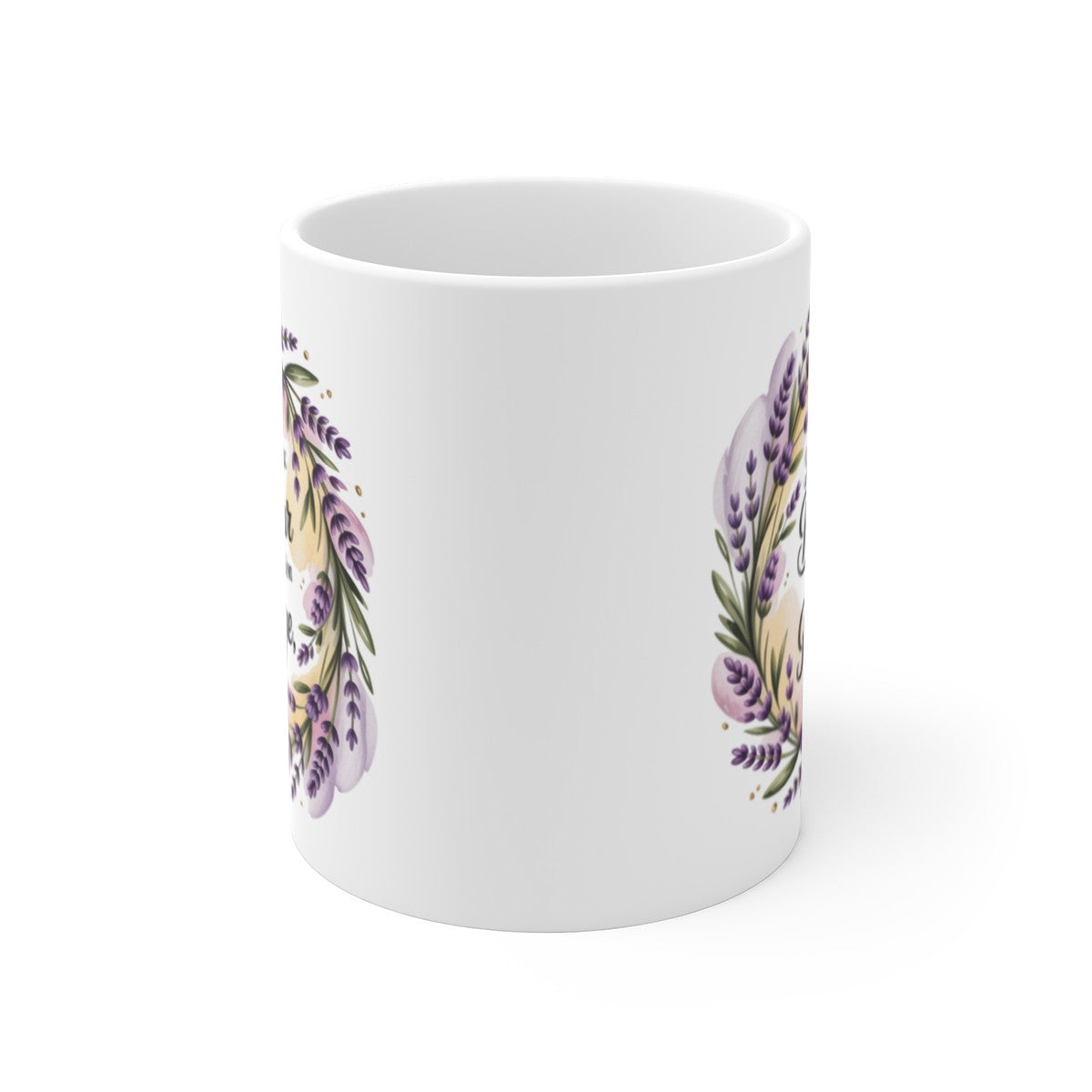 Mug Bonheur Partagé – Citation Positive Fleurie – Lavande & Aquarelle Douce – Tasse Céramique 325ml
