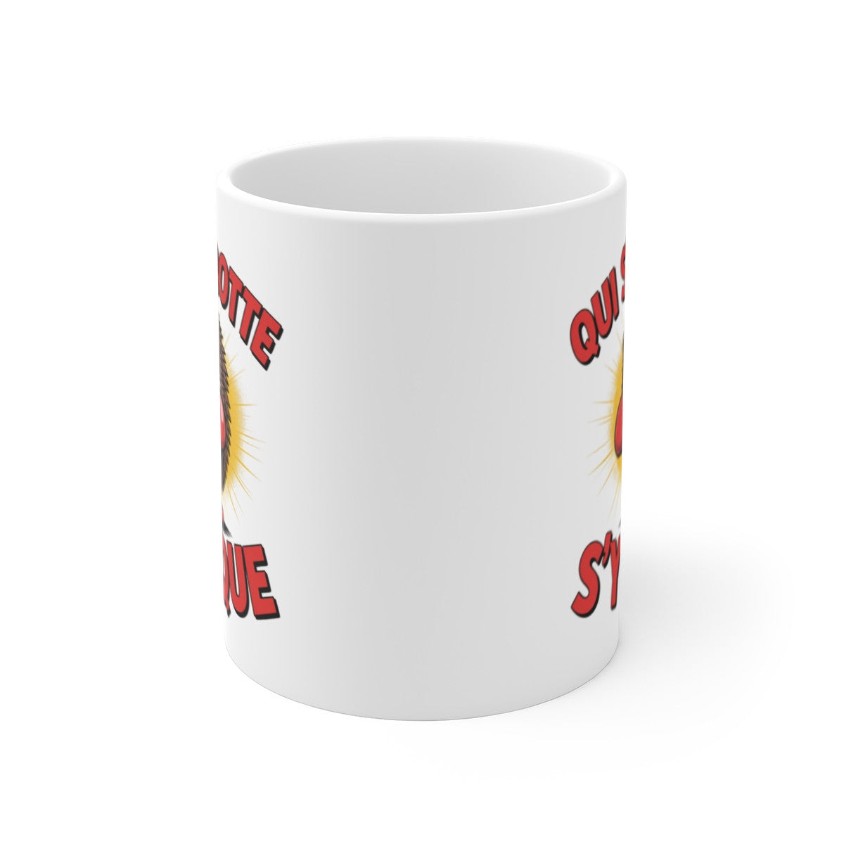 Mug Hérisson Combatif – “Qui s’y frotte s’y pique” – Humour & Caractère – Tasse Céramique 325ml