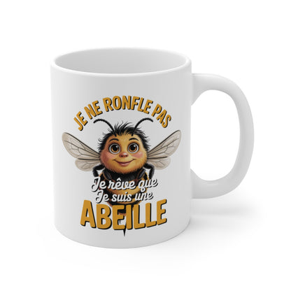 Mug Abeille Drôle – “Je ne ronfle pas, je rêve que je suis une abeille” – Tasse Céramique Mignonne 325ml