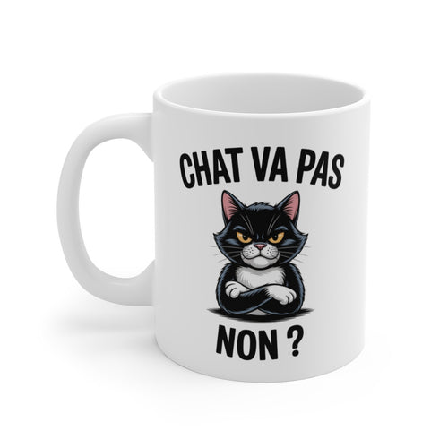 Mug Humour Chat – “Chat va pas, non ?” – Feline Sarcastique – Tasse Céramique 325ml