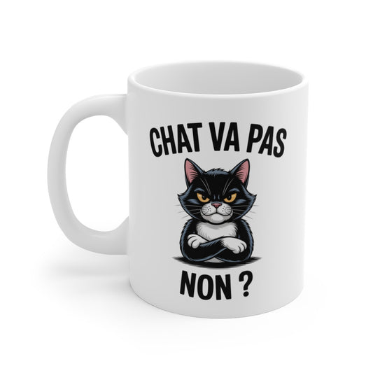 Mug Humour Chat – “Chat va pas, non ?” – Feline Sarcastique – Tasse Céramique 325ml
