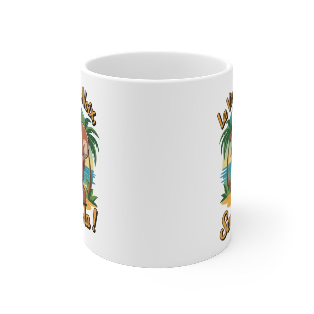 Mug Écureuil Plage – “La Vie est une Noix, Savoure-la” – Illustration Vacances & Détente – Tasse Céramique 325ml