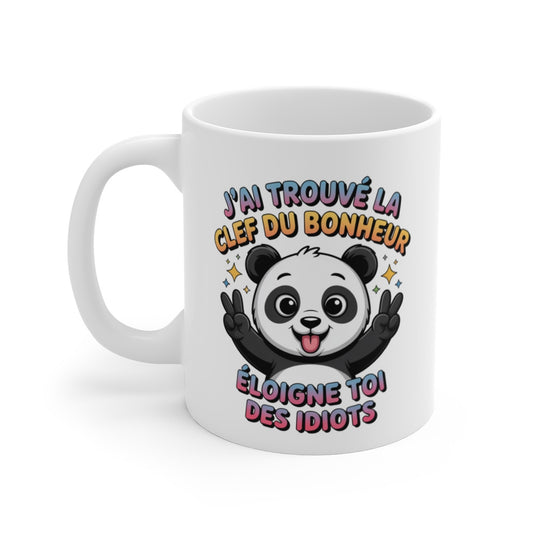 Mug Panda Bonheur – “Éloigne-toi des idiots” – Citation Drôle & Colorée – Tasse Céramique 325ml