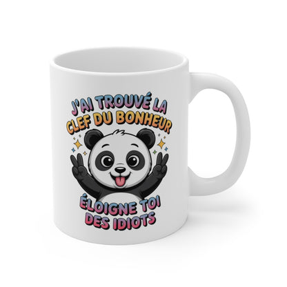 Mug Panda Bonheur – “Éloigne-toi des idiots” – Citation Drôle & Colorée – Tasse Céramique 325ml