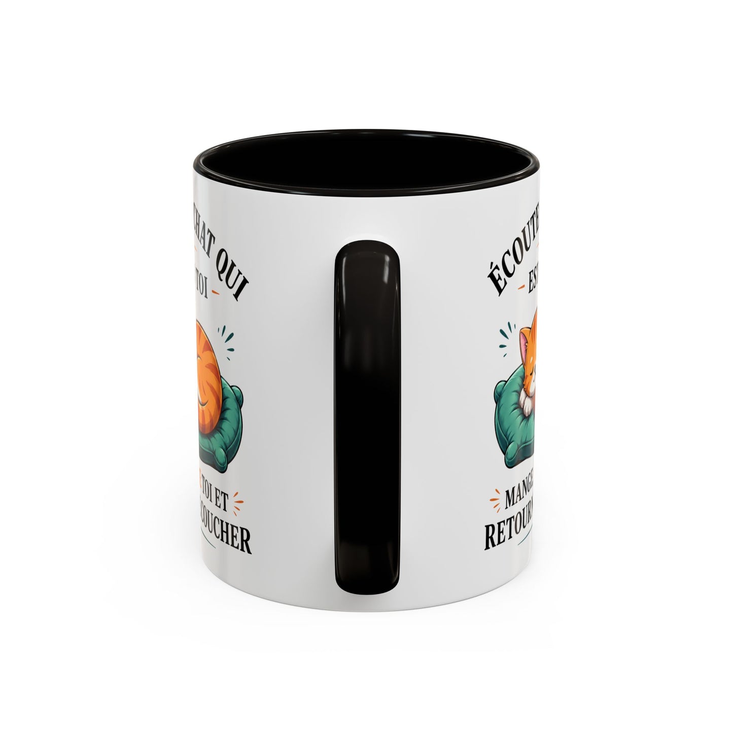 Tasse Écoute Le Chat Qui Est En Toi – Mug Chat Humoristique et Relax – Cadeau Femme Homme Amoureux des Chats 325ml