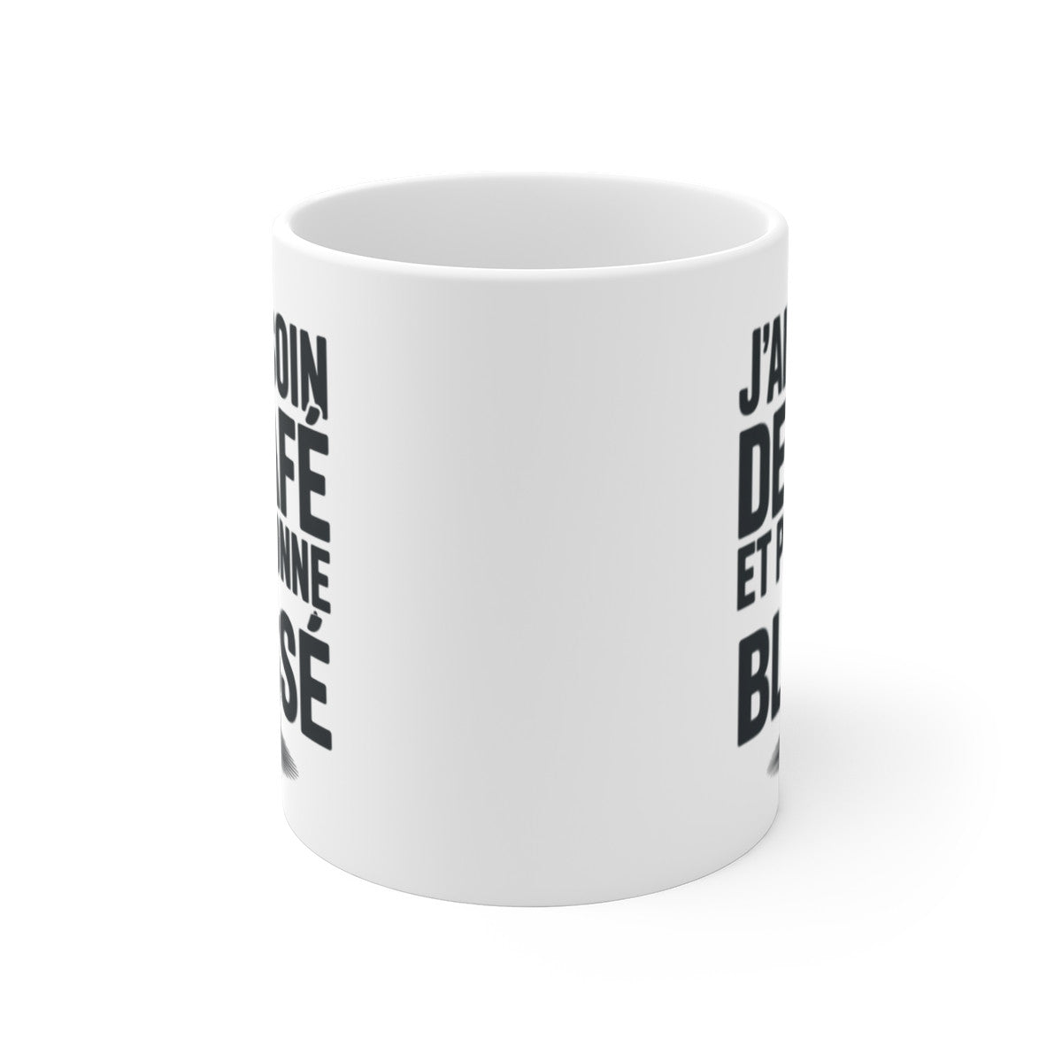 Mug Besoin de Café – “Personne ne sera blessé” – Citation Matinale & Drôle – Tasse Céramique 325ml