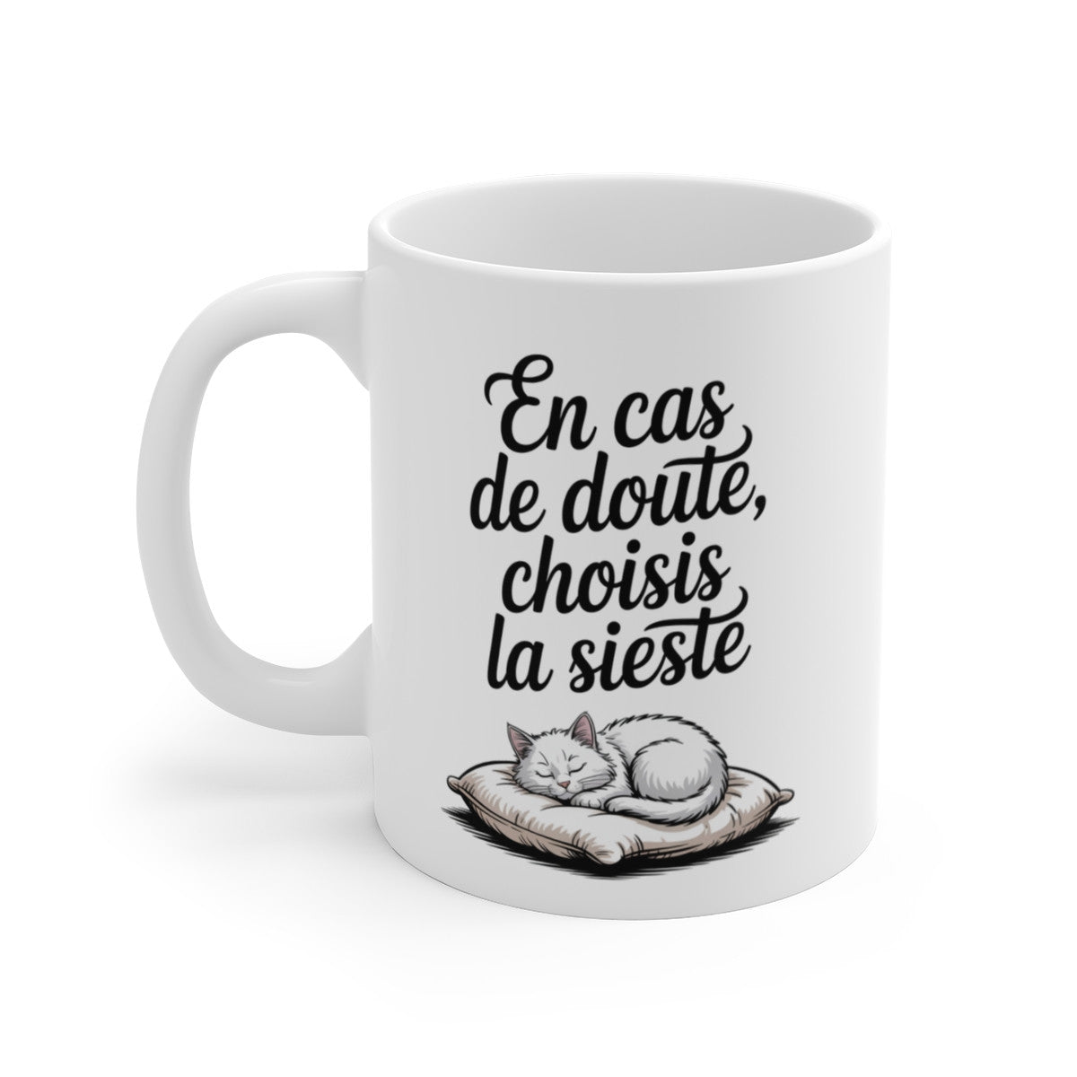 Mug Chat Sieste – “En Cas de Doute, Choisis la Sieste” – Détente et Douceur – Tasse Céramique 325ml