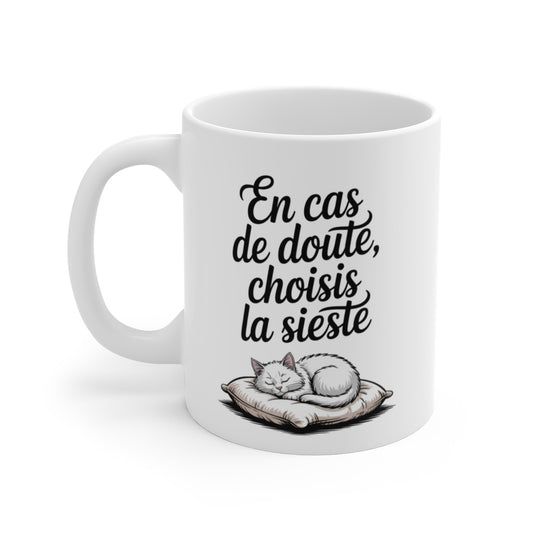 Mug Chat Sieste – “En Cas de Doute, Choisis la Sieste” – Détente et Douceur – Tasse Céramique 325ml