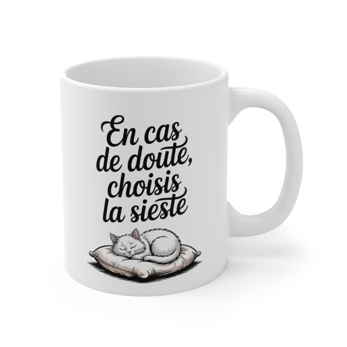 Mug Chat Sieste – “En Cas de Doute, Choisis la Sieste” – Détente et Douceur – Tasse Céramique 325ml