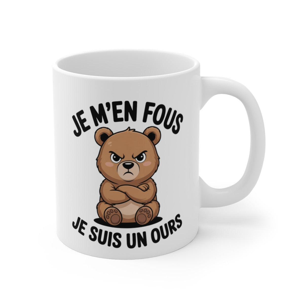 Mug Ours Boudeur – “Je m’en fous, je suis un ours” – Humour Animalier – Tasse Céramique 325ml