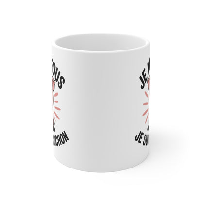 Mug Cochon Drôle – “Je m’en fous, je suis un cochon” – Humour Animalier – Tasse Céramique 325ml