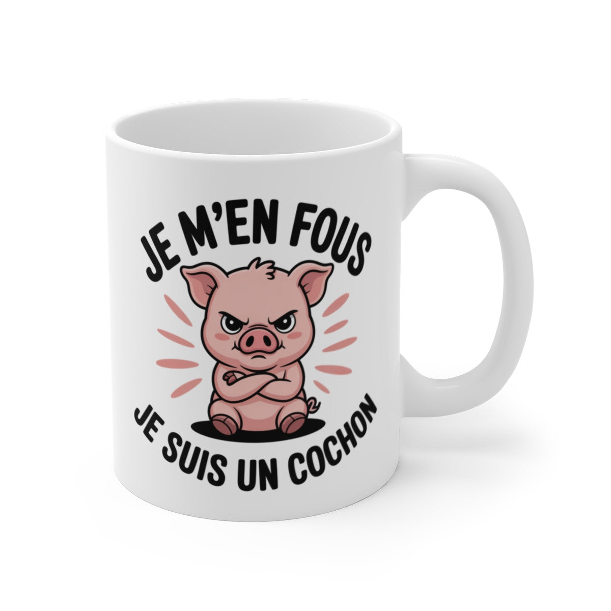Mug Cochon Drôle – “Je m’en fous, je suis un cochon” – Humour Animalier – Tasse Céramique 325ml