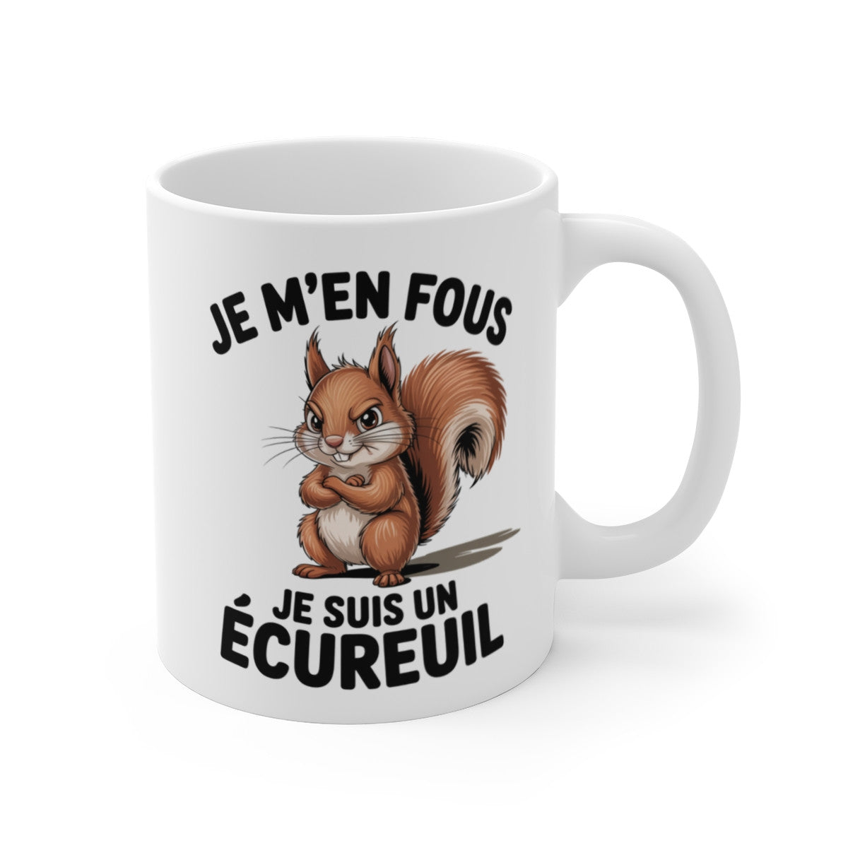 Mug Écureuil Grognon – “Je m’en fous, je suis un écureuil” – Humour Animalier – Tasse Céramique 325ml