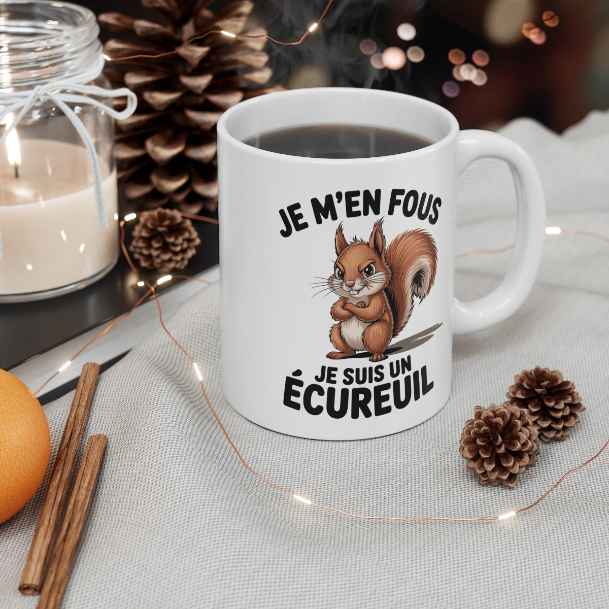 Mug Écureuil Grognon – “Je m’en fous, je suis un écureuil” – Humour Animalier – Tasse Céramique 325ml