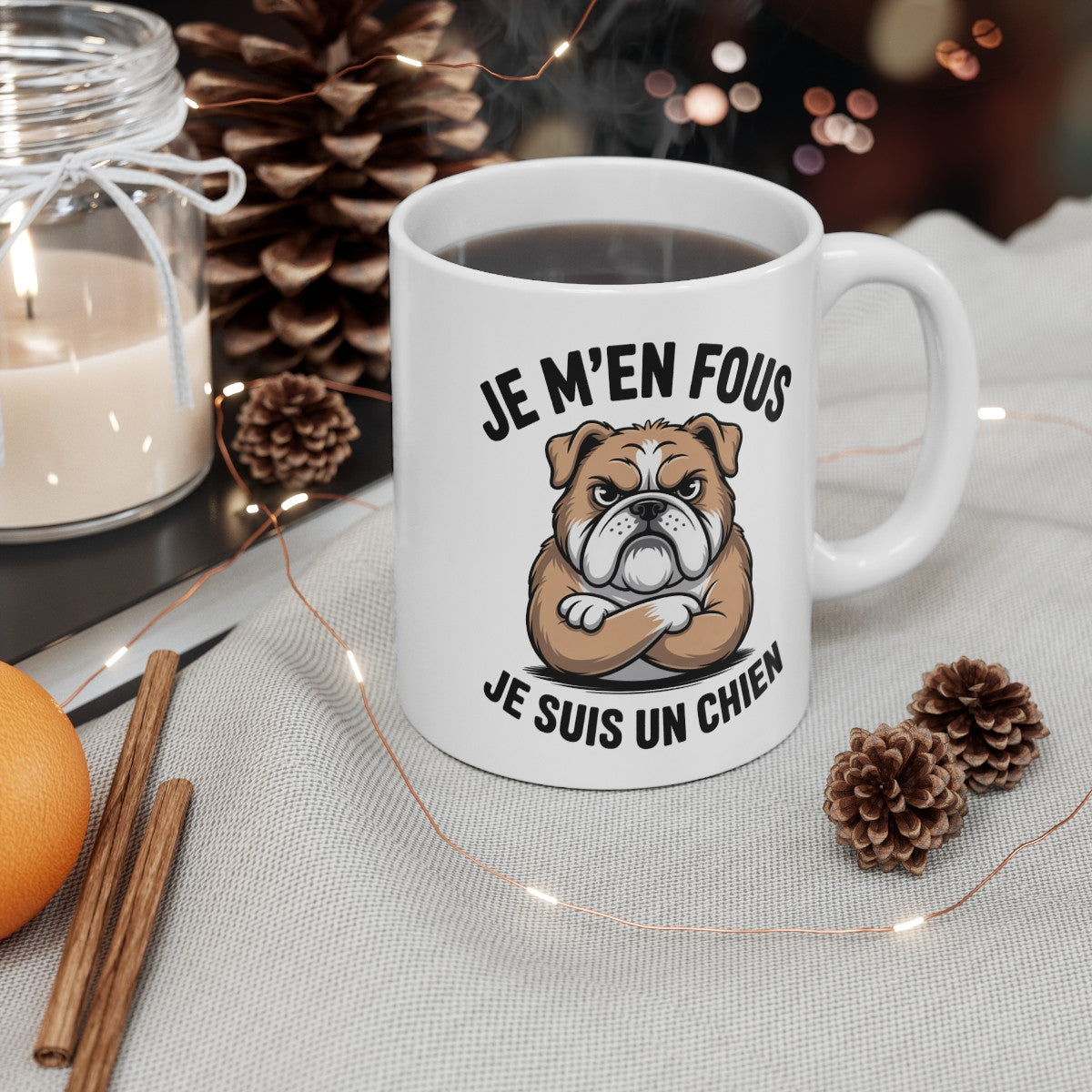 Tasse Chien Drôle 325ml – Mug “Je m’en fous je suis un chien” –