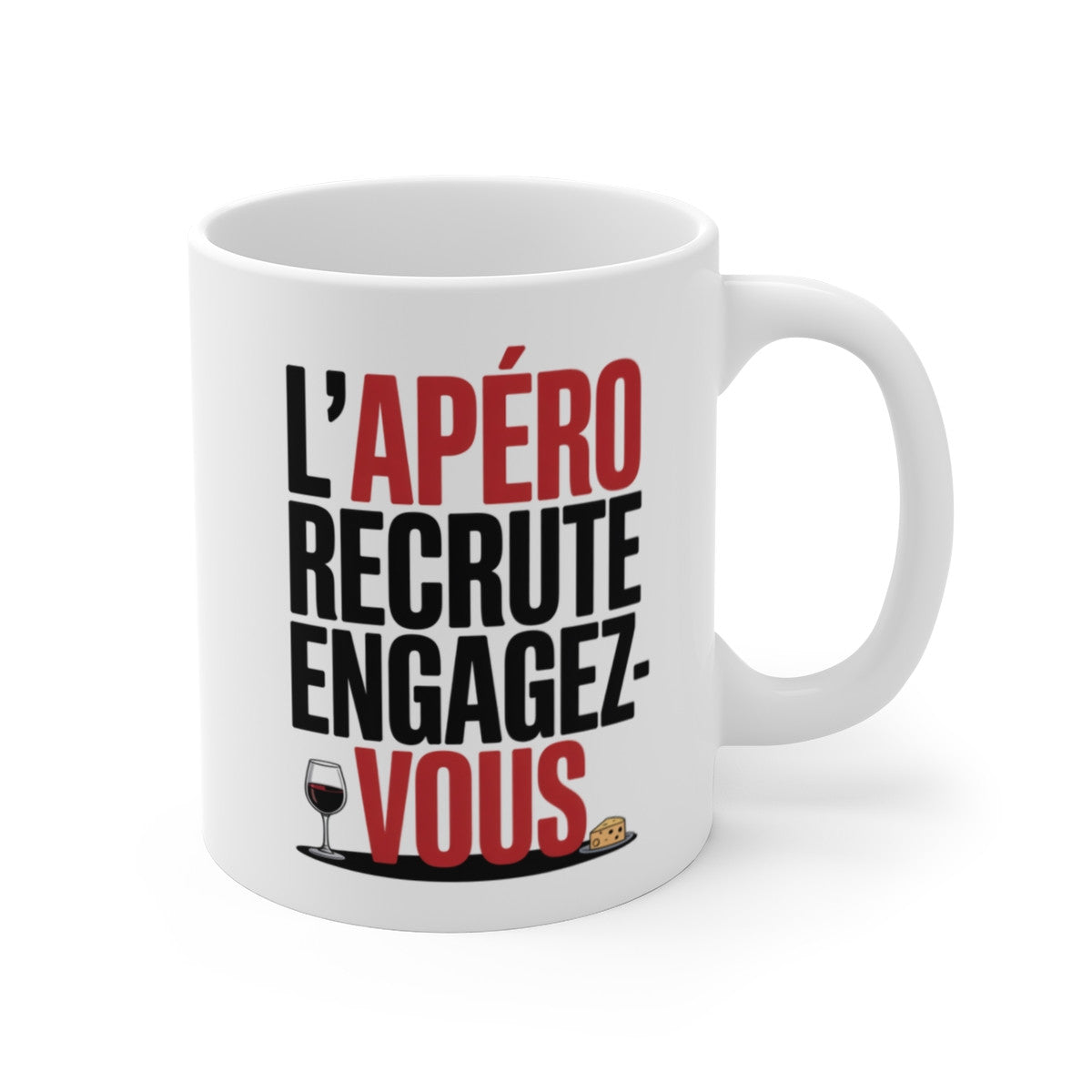 Mug Humour Apéro – “L’Apéro Recrute – Engagez-vous” – Tasse Vin & Fromage – Céramique 325ml