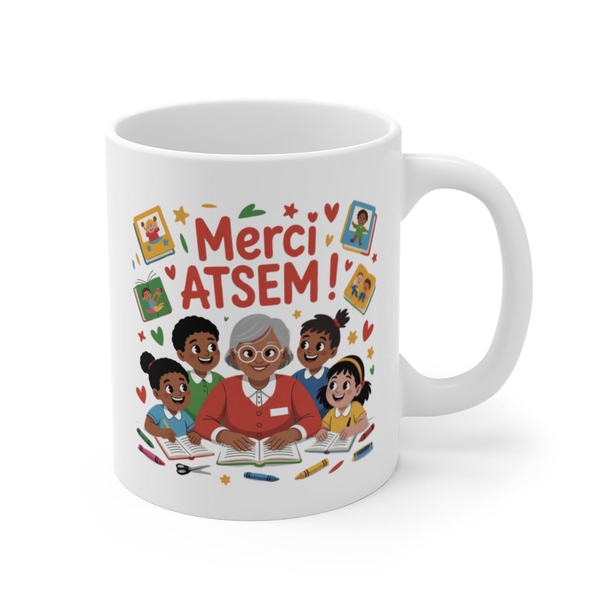 Mug Merci ATSEM – Cadeau de Fin d’Année Scolaire – Illustration Enfants