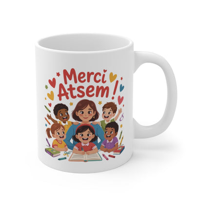 mug Merci ATSEM École Maternelle – Cadeau Fin d’Année – Illustration Enfants