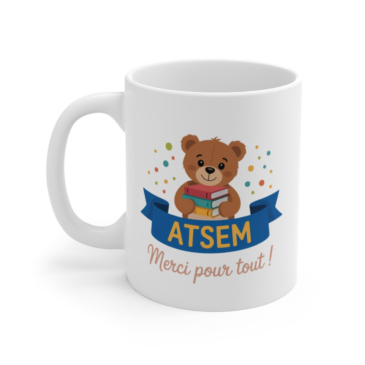 Mug ATSEM Merci – Ours et Livres – Cadeau École Maternelle Fin d’Année