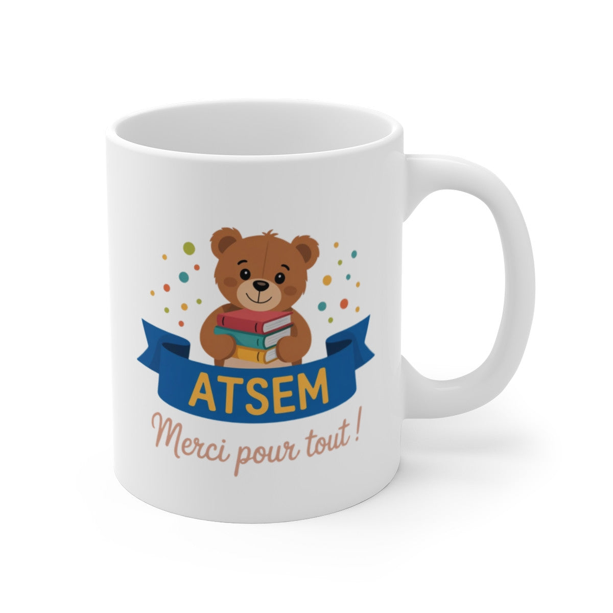 Mug ATSEM Merci – Ours et Livres – Cadeau École Maternelle Fin d’Année