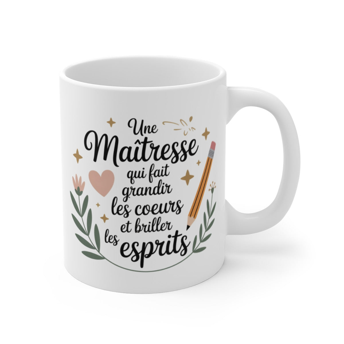 Mug Maîtresse – Cadeau Fin d’Année – Cœurs et Esprits – Merci École Primaire