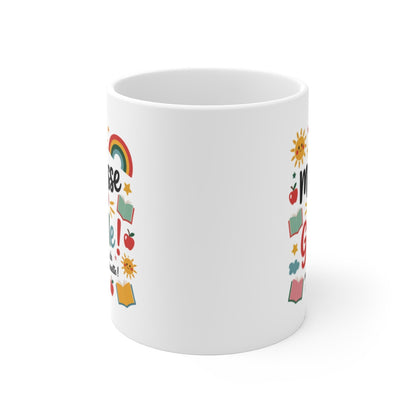 Mug Maîtresse Trop Géniale – Cadeau Coloré Fin d’Année – Soleil, Arc-en-ciel, Livres
