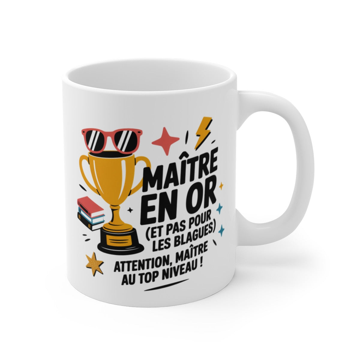Mug Maître en Or – Cadeau Humour Fin d’Année – Trophée Merci Maître