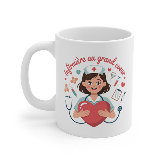 Mug Infirmière au Grand Cœur – Cadeau Femme Soignante – Merci Infirmière