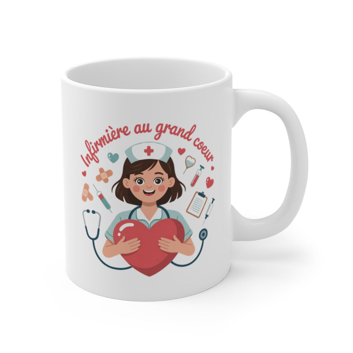 Mug Infirmière au Grand Cœur – Cadeau Femme Soignante – Merci Infirmière