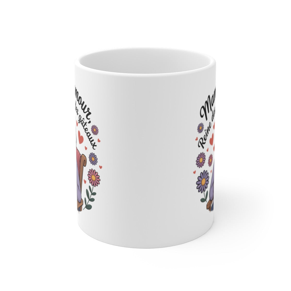 Mug Mamie d’Amour – Reine des Câlins et des Gâteaux – Cadeau Grand-Mère Tricot Humour