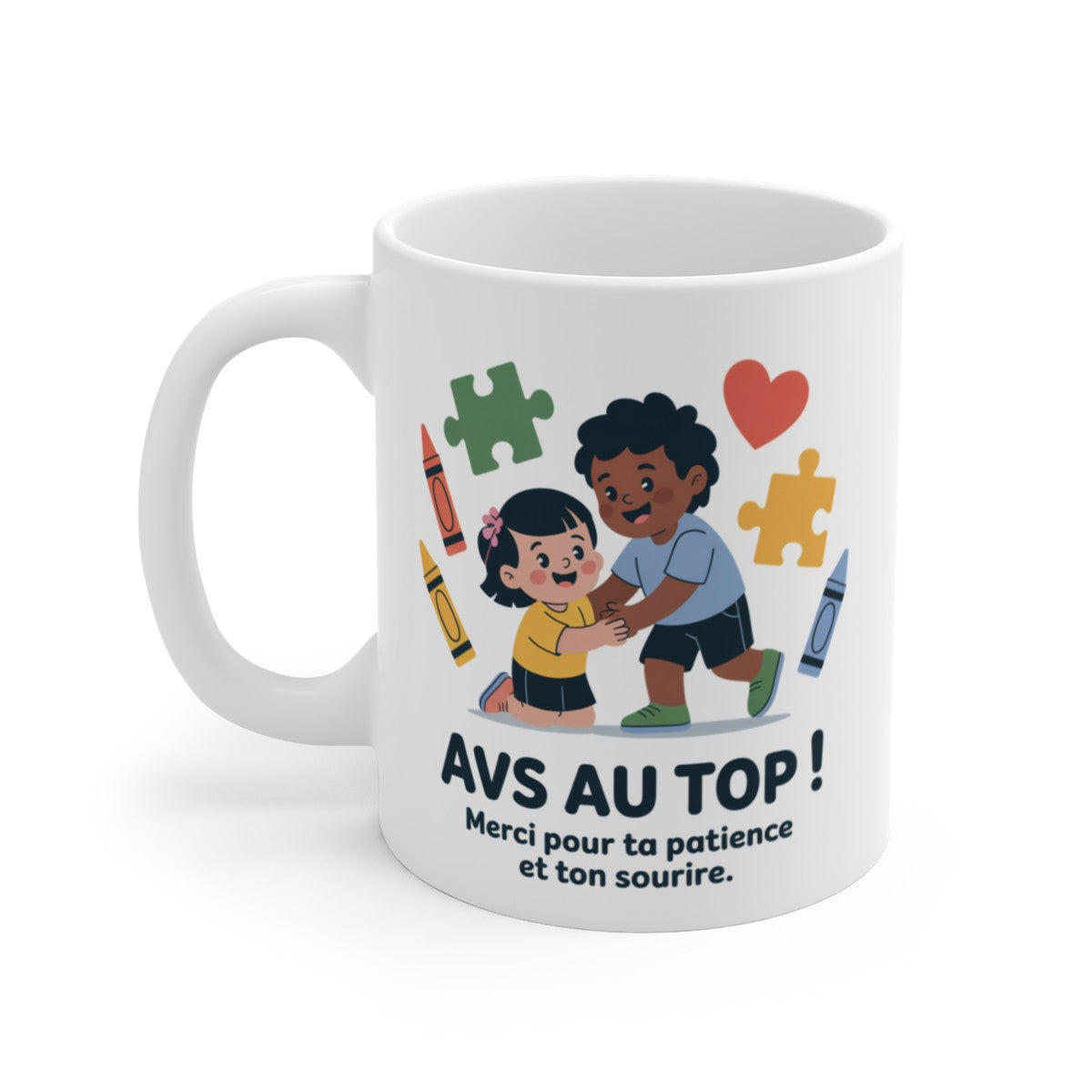 Tasse AVS au Top – Merci pour ta Patience et ton Sourire – Cadeau École Maternelle
