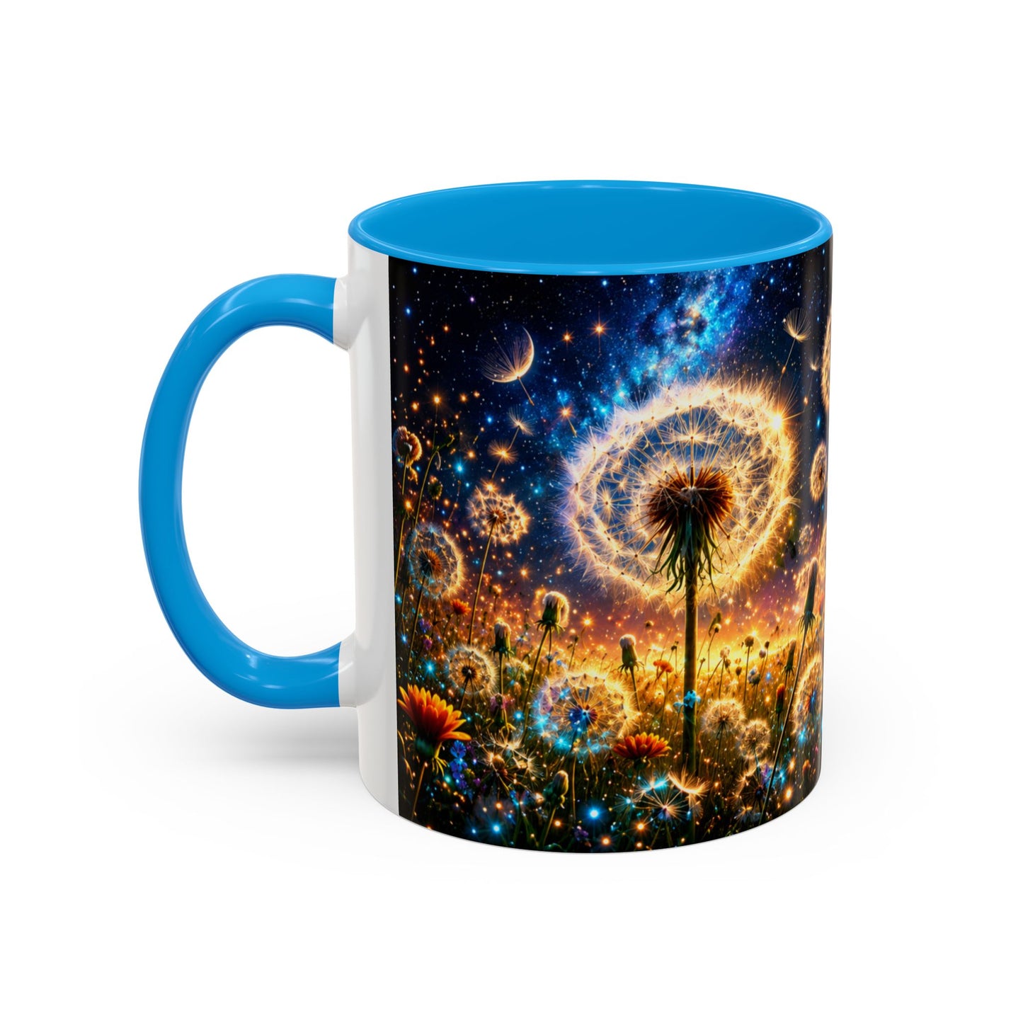 Tasse Pissenlit Féérique – Mug Fleur Cosmique et Étoiles – Cadeau Nature Bohème 325ml