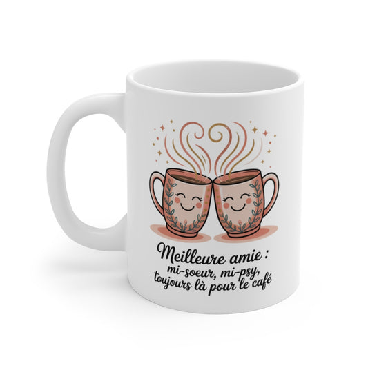Mug Meilleure Amie – Mi-Sœur – Illustration Amicale et Poétique – Cadeau Touchant pour Copine