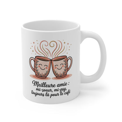 Mug Meilleure Amie – Mi-Sœur – Illustration Amicale et Poétique – Cadeau Touchant pour Copine