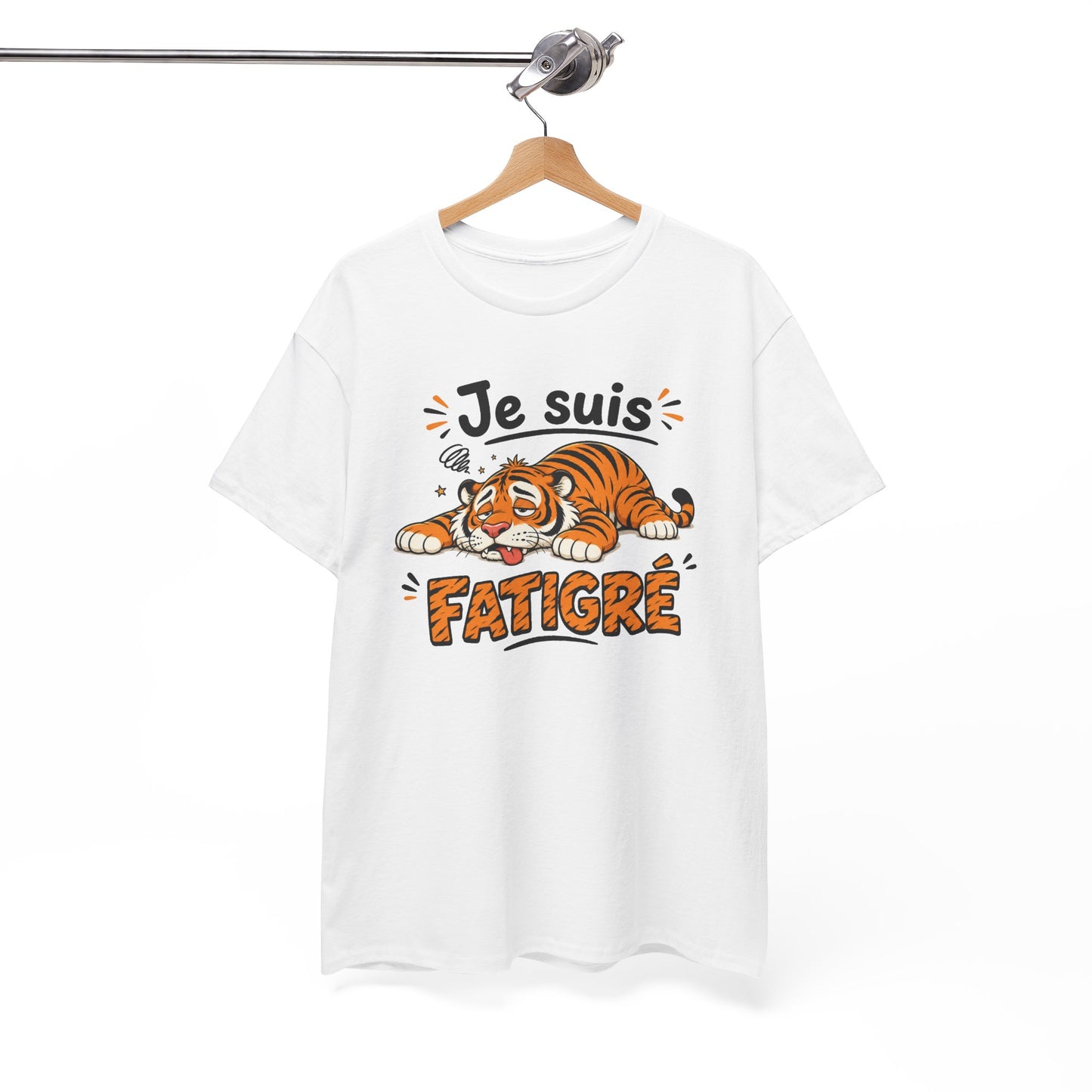 Tee Shirt Humour Homme et Femme Je Suis Fatigré Tigre Fatigué Cartoon Cadeau Original