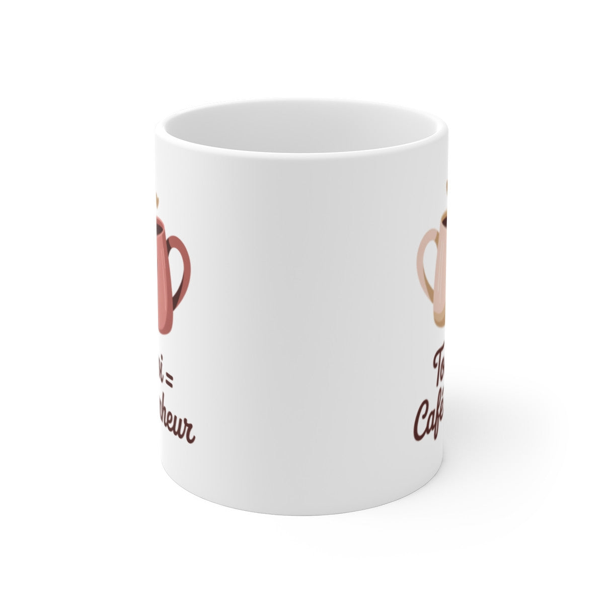 Mug Couple Amoureux  Toi +Moi  Café & Bonheur  Illustration Romantique avec Tasses et Cœurs