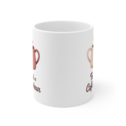 Mug Couple Amoureux  Toi +Moi  Café & Bonheur  Illustration Romantique avec Tasses et Cœurs