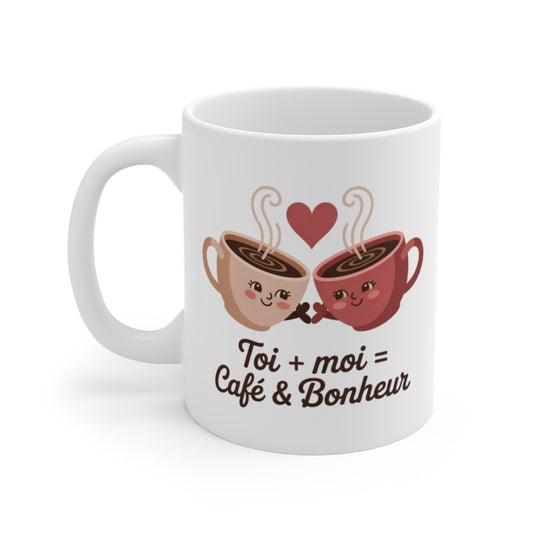 Mug Couple En Amour  Toi + Moi Café & Bonheur – Tasses Adorables Main dans la Main