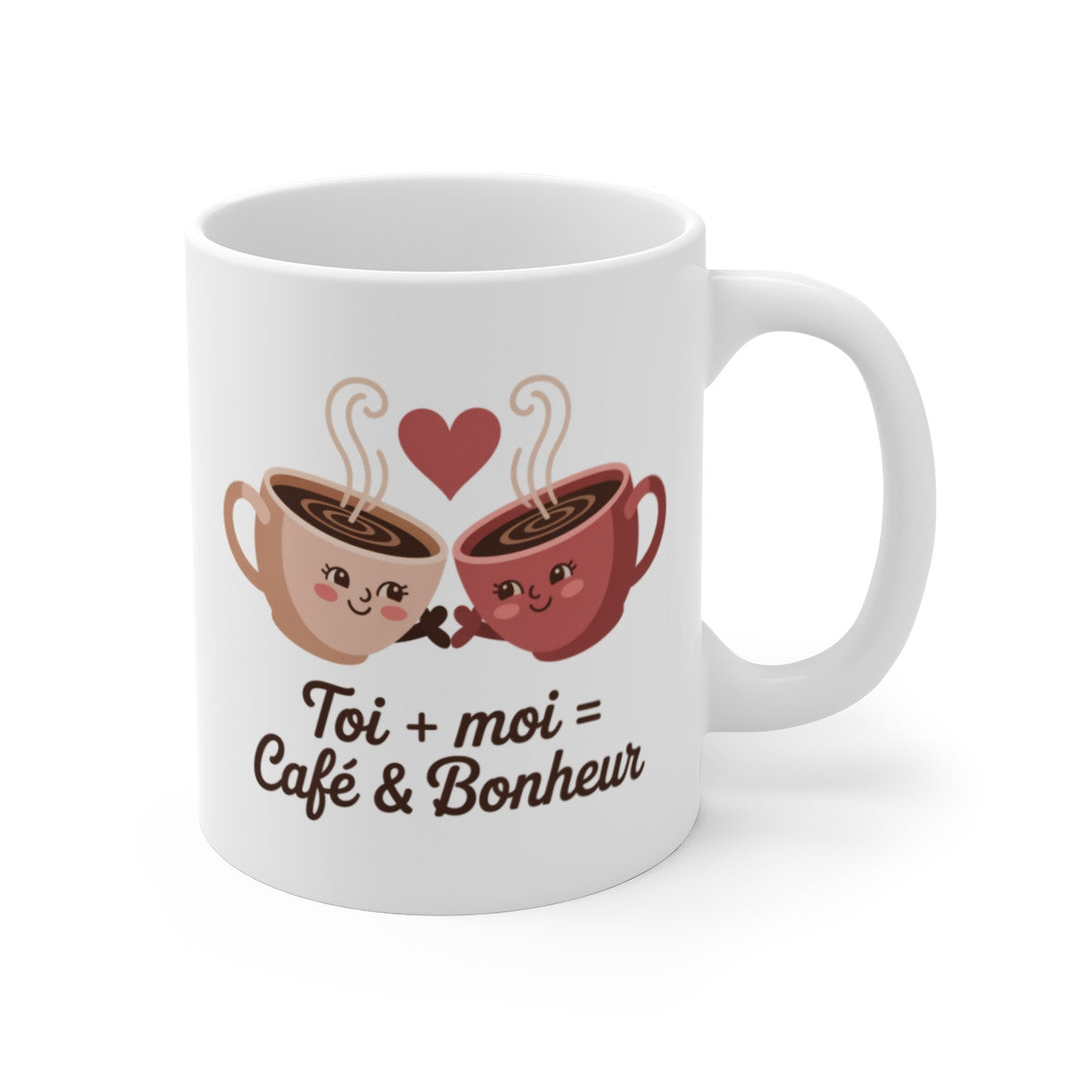 Mug Couple En Amour  Toi + Moi Café & Bonheur – Tasses Adorables Main dans la Main