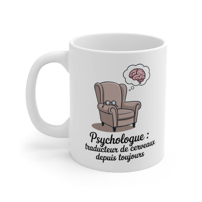 Mug  – Traducteur de Cerveaux – Illustration Humour Thérapie – Cadeau Original Métier