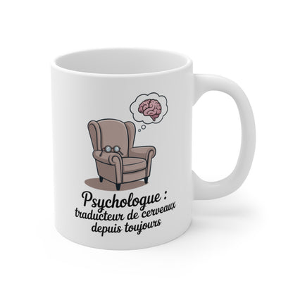 Mug  – Traducteur de Cerveaux – Illustration Humour Thérapie – Cadeau Original Métier