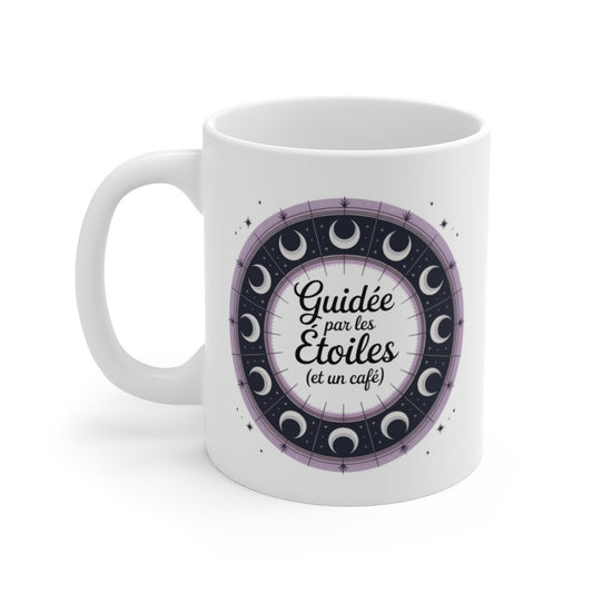Mug Astrologie Café – Guidée par les Étoiles – Design Lune et Horoscope Mystique