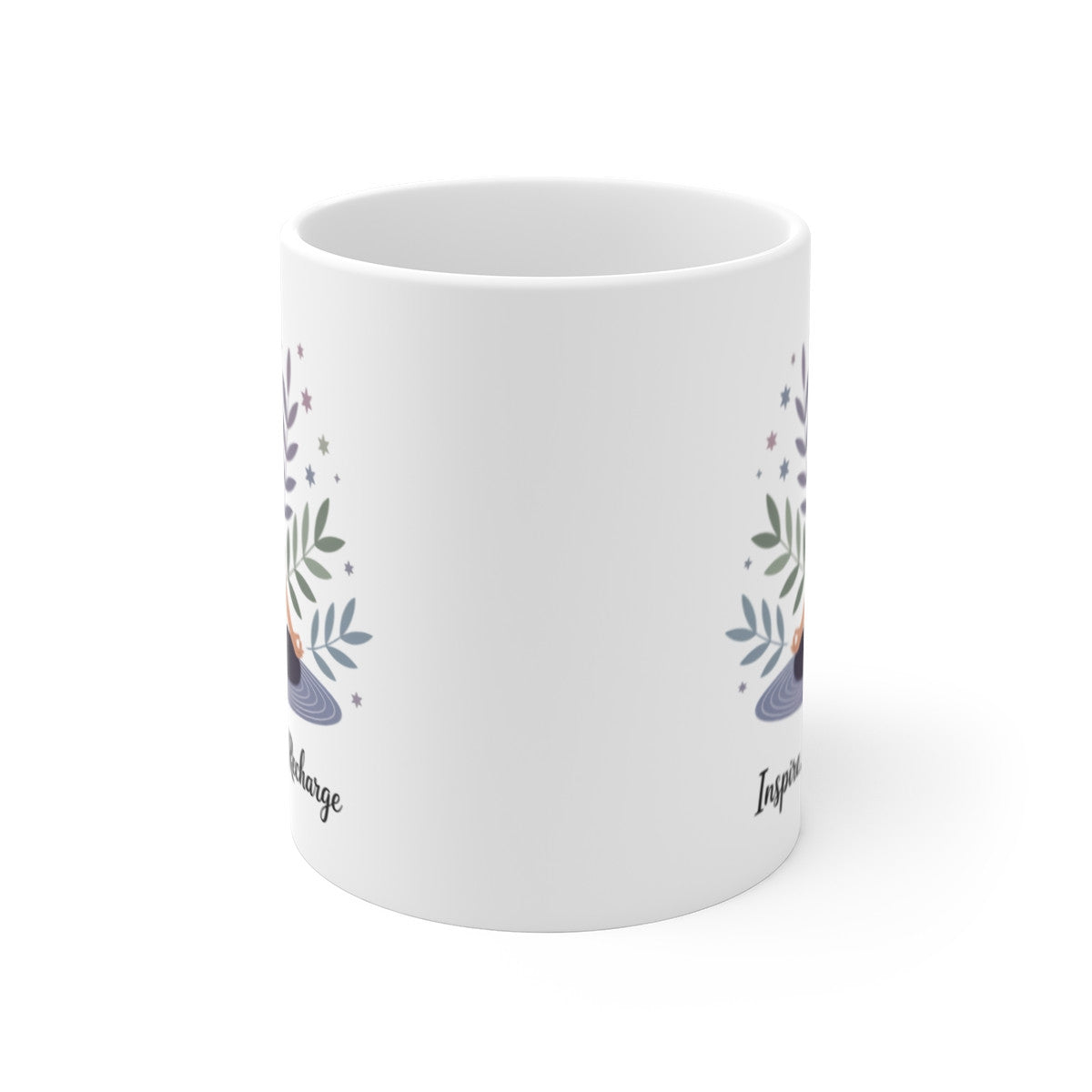 Mug Méditation – Inspire Expire Recharge – Illustration Yoga et Bien-Être Relaxant