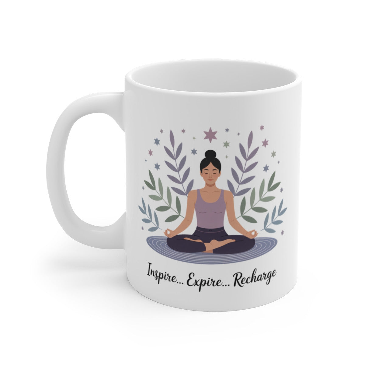 Mug Méditation – Inspire Expire Recharge – Illustration Yoga et Bien-Être Relaxant