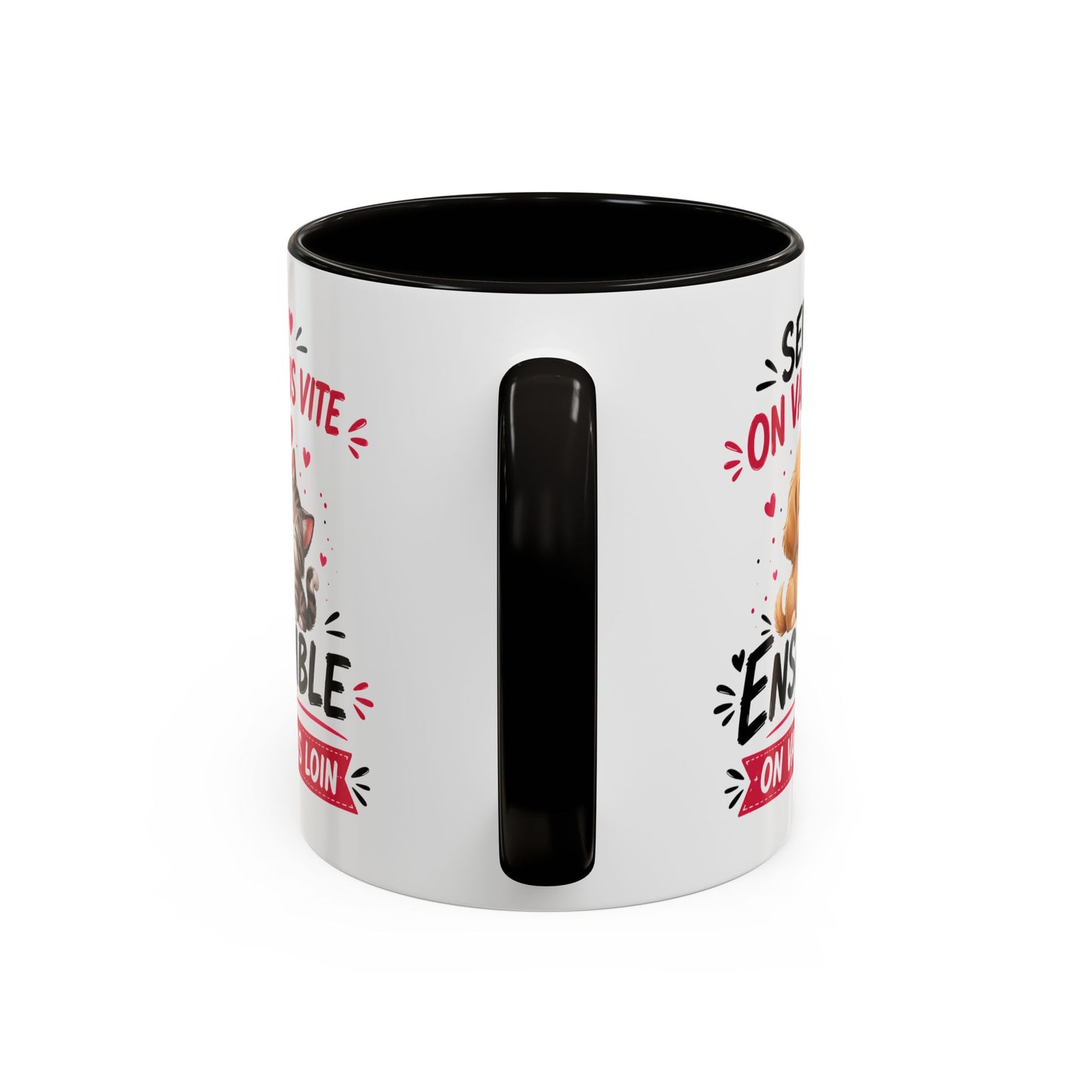 Tasse Seul On Va Plus Vite Ensemble On Va Plus Loin – Mug Chien Chat Amour Amitié – Cadeau Mignon 325ml